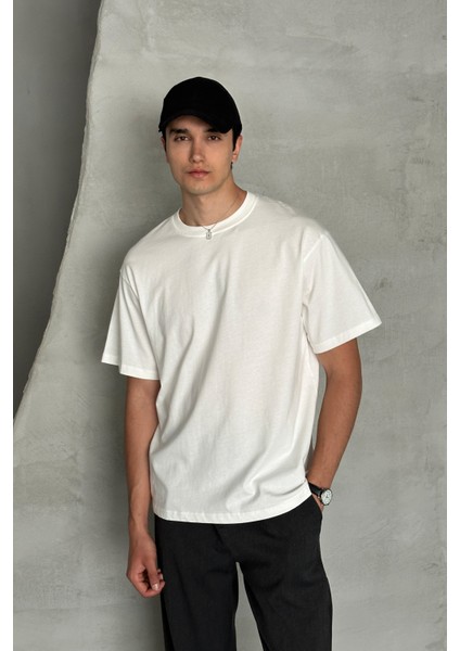 Erkek %100 Pamuk Oversize Basic T-Shirt fırsatları