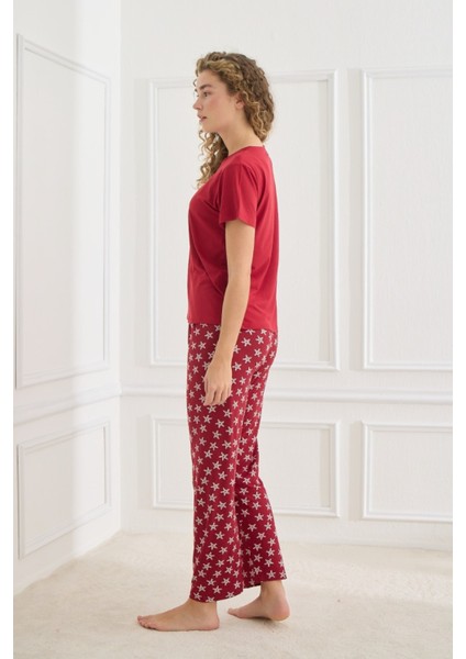 Kadın Pijama Takımı Kısa Kol Sıfır Yaka