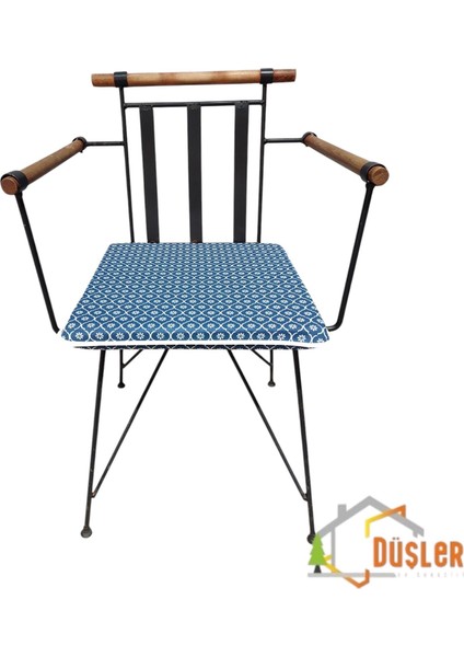 40*40 Duck Kumaş Petrol Mavisi Papatya Desenli 4 cm Lik Sandalye Minderi
