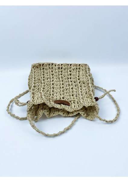 Kağıt Ip Kol Çantası+Telefon Çantası En 22 Cm Uzunluk 20 Cm Sap 127 Cm Bej