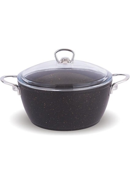 G1002GLXS Galaxy 20 cm Derin Granit Tencere Siyah Metal