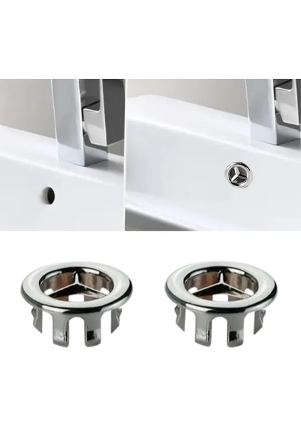 2 Adet Krom Mutfak Banyo Lavabo Musluk Taşma Halkası Drenaj Kapağı