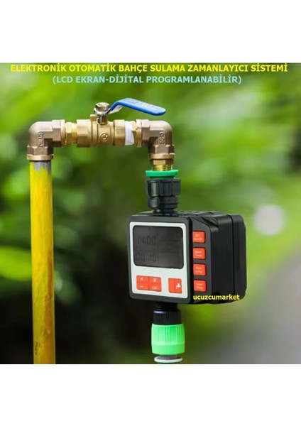 Otomatik Sulama Saati Zamanlayıcı Bahçe Sulama Elektronik Sistemi LCD Ekran-Dijital Programlanabilir