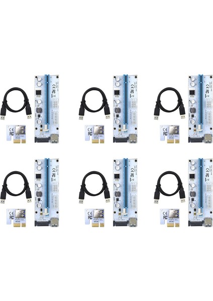 Bitcoin Madenciliği Için 6 Adet Pcı-E Yükseltici Kart 1x Ila 16X USB 3.0 Kablosu (Yurt Dışından)