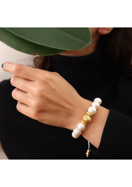 Rajewelery Cam Inci Bileklik – Altın Kaplama Pirinç Detaylı, Ayarlanabilir Tasarım