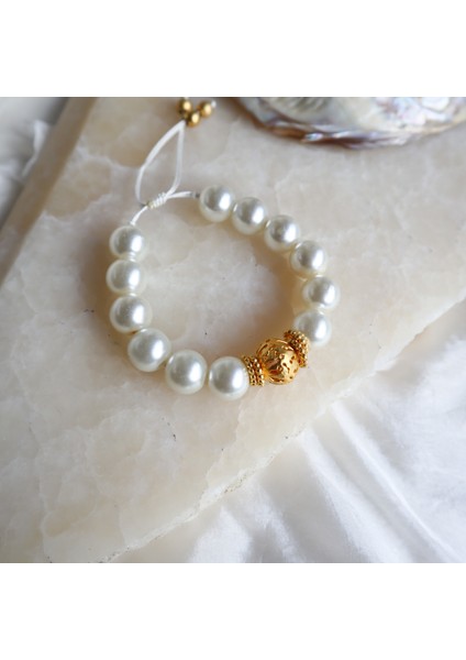 Rajewelery Cam Inci Bileklik – Altın Kaplama Pirinç Detaylı, Ayarlanabilir Tasarım