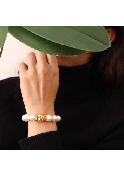 Rajewelery Cam Inci Bileklik – Altın Kaplama Pirinç Detaylı, Ayarlanabilir Tasarım