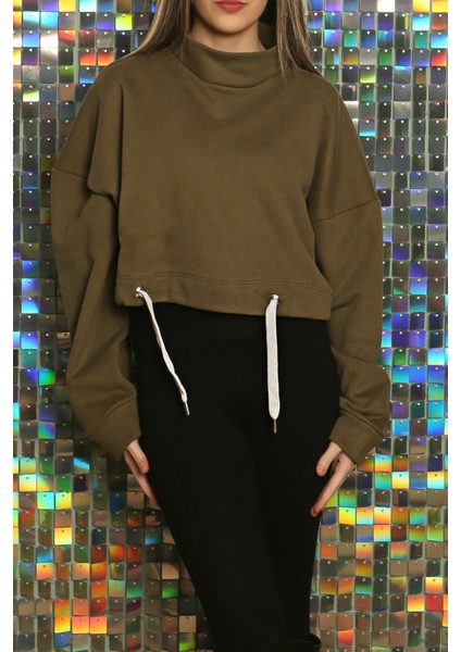 Kadın Trend Kısa Crop Sweatshirt