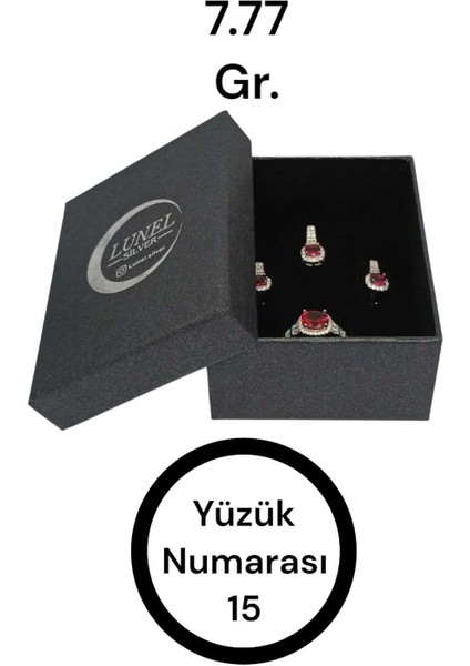 925 Ayar Gümüş Koyu Pembe Yakut Taşlı Takı Seti – Kolye Ucu, Yüzük ve Küpe fiyatları