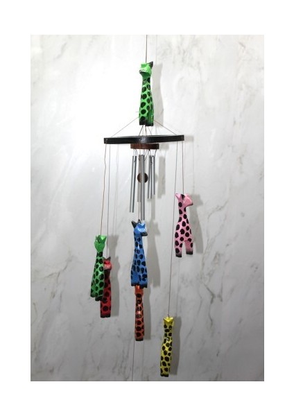 Ahşap Zürafalı Rüzgar Çanı