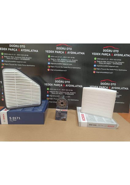Toyota Corolla Sedan 1.4 D-4d Dizel Bosch Yağ-Hava-Polen Filtre Seti 2007-2012 modelleri
