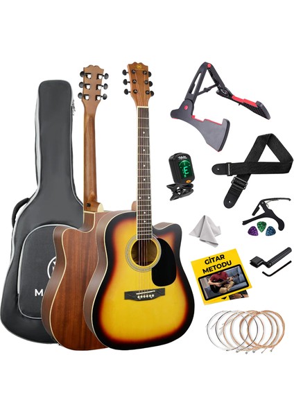 MCG-650SB Yüksek Kaliteli Ağaç Akustik Gitar Full Set