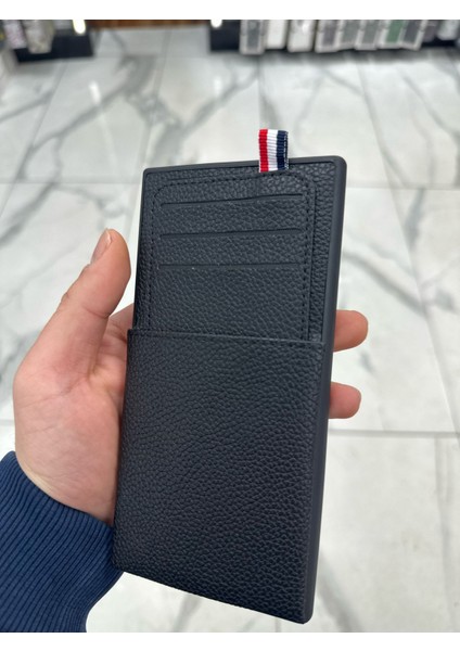 Samsung Galaxy S25 Ultra Uyumlu Deri Kılıf Kartlıklı Kılıf Arkası Cüzdanlı Kılıf Kart Koymalı Kılıf Siyah modelleri