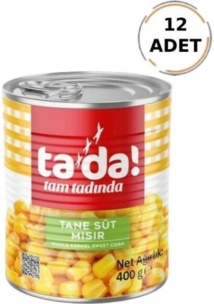 Haşlanmış Tane Süt Mısır Konservesi 400 gr (12 Adet)