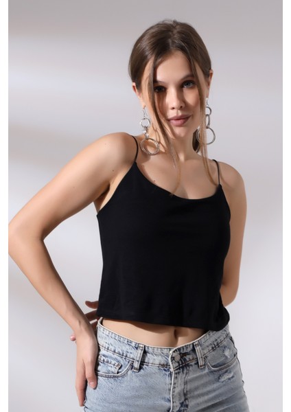 Kadın Askılı Crop Atlet
