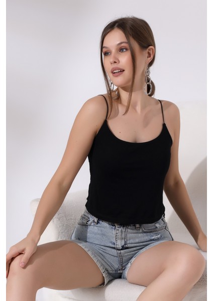 Kadın Askılı Crop Atlet