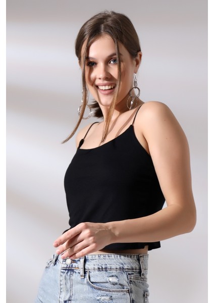 Kadın Askılı Crop Atlet