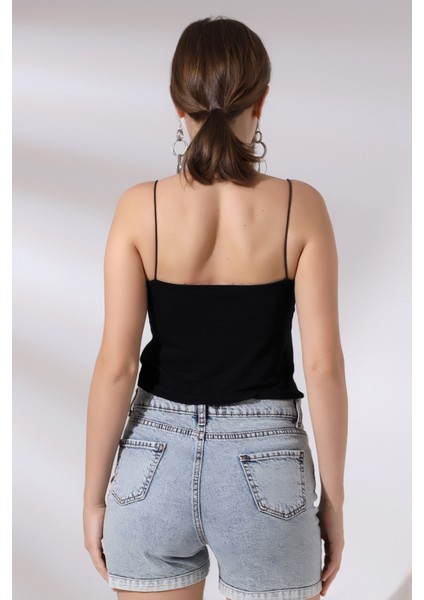 Kadın Askılı Crop Atlet