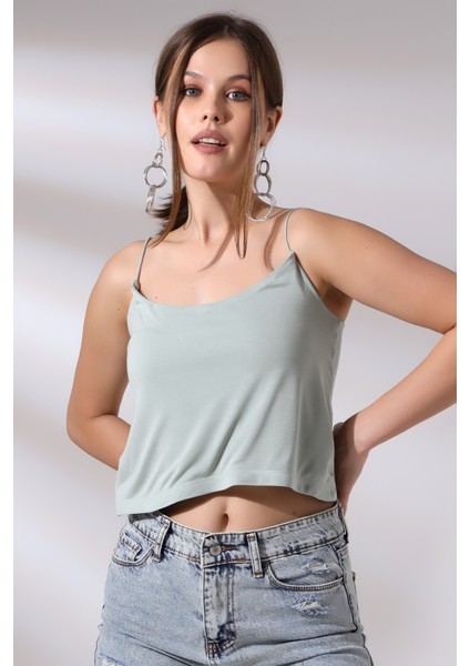 Kadın Askılı Crop Atlet