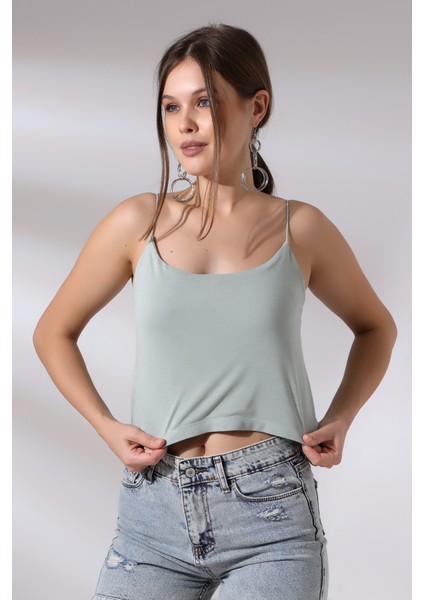 Kadın Askılı Crop Atlet