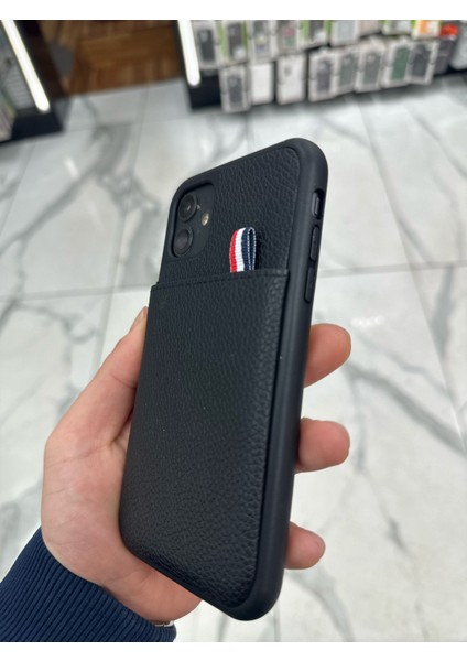 iPhone 11 Uyumlu Deri Kılıf Kartlıklı Kılıf Arkası Cüzdanlı Kılıf Kart Koymalı Kılıf Siyah fiyatları