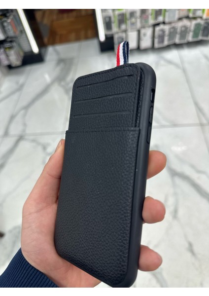 iPhone 12 Uyumlu Deri Kılıf Kartlıklı Kılıf Arkası Cüzdanlı Kılıf Kart Koymalı Kılıf Siyah modelleri