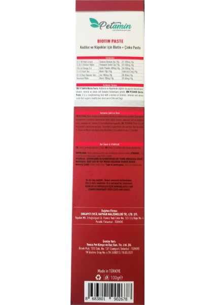 Biotin Paste Kedi ve Köpekler İçin Biotin & Çinko Macun – 100 G modelleri