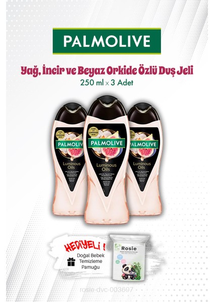Duş Jeli 3'lü Luminous Oils İncir ve Beyaz Orkide Özlü 250 ml ve Rosıe Mendil
