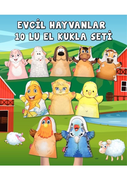 10 Parça Tox Evcil Hayvanlar El Kukla Set , Eğitici Oyuncak