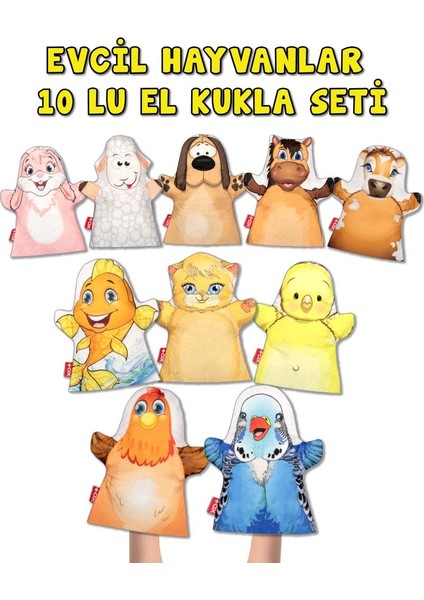 10 Parça Tox Evcil Hayvanlar El Kukla Set , Eğitici Oyuncak