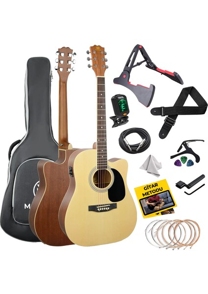 MCG-750NT Yüksek Kaliteli Ağaç Ekolayzerli Elektro Akustik Gitar Full Set
