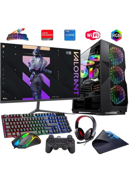 I7 13700F 32GB Ddr4 1tb M2 8gb RX580 24" Monitörlü Oyun Bilgisayarı (Gaming Set)