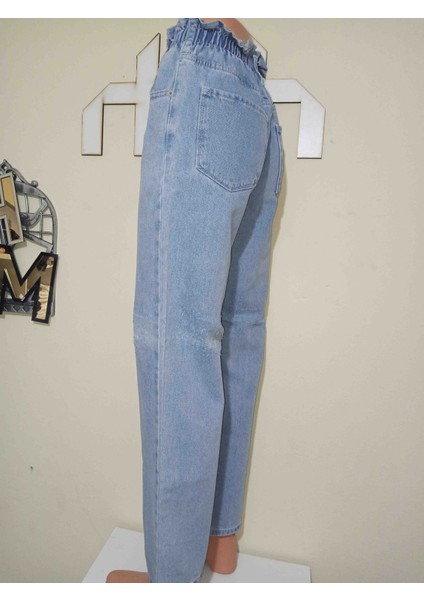 Lastik Belli Yüksek Bel Geniş Paça Kot Pantolon fiyatları