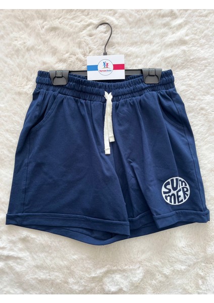 Kısa Düz Penye Bağlamalı Şort