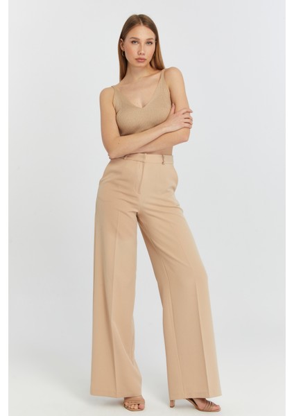 Vizon Palazzo Geniş Paça Dokuma Kumaş Pantolon fiyatları