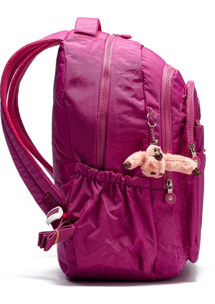Çok Cepli Su Geçirmez Krınkıl Kumaş Günlük ve Okul Sırt Çantası MYP8610 Fuşya fiyatları