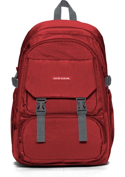 Tablet ve Laptop Bölmeli Çok Cepli Su Geçirmez Okul Çantası Lise ve Ortaokul JT60030 Bordo