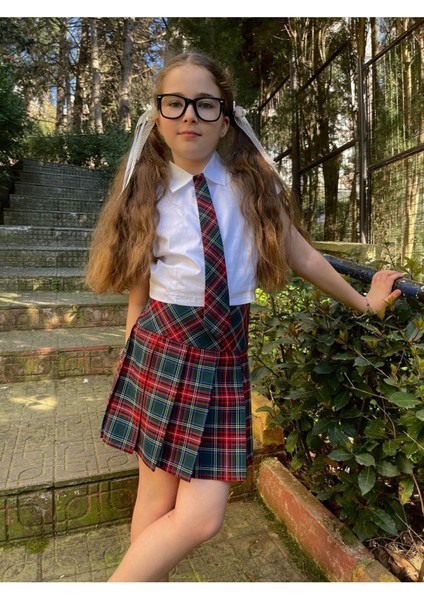 Kravatlı Etek Kolej Etek 2'li Takım