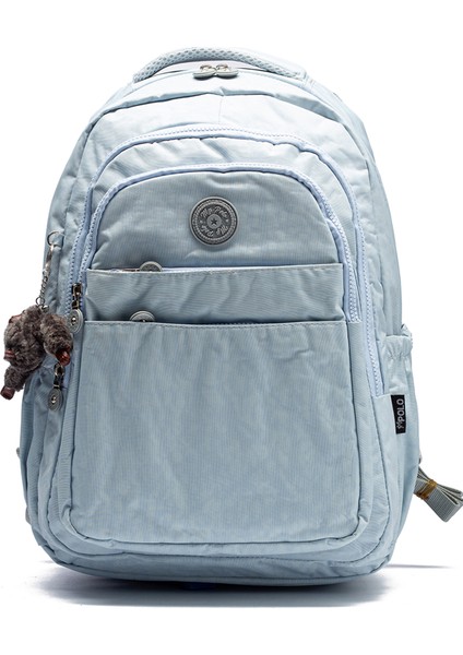 Çok Cepli Su Geçirmez Krınkıl Kumaş Günlük ve Okul Sırt Çantası MYP8610 Buz Gri