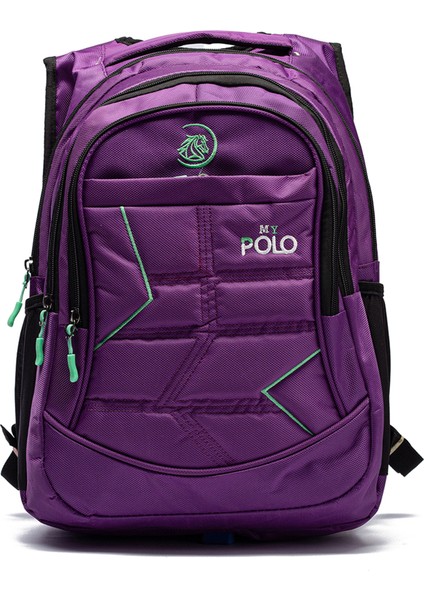 Lise ve Ortaokul Için Okul Çantası- Çok Cepli Su Geçirmez Kumaş MYP8765 Mor