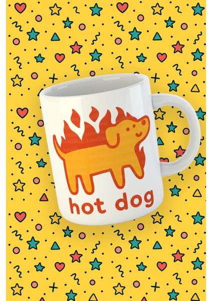 Blupiki Koleksiyonu Mizahi Hot Dog Köpek Temalı Kupa Tasarımı