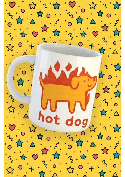 Blupiki Koleksiyonu Mizahi Hot Dog Köpek Temalı Kupa Tasarımı fiyatları