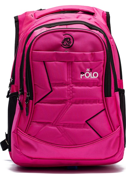 Lise ve Ortaokul Için Okul Çantası- Çok Cepli Su Geçirmez Kumaş MYP8765 Fuşya