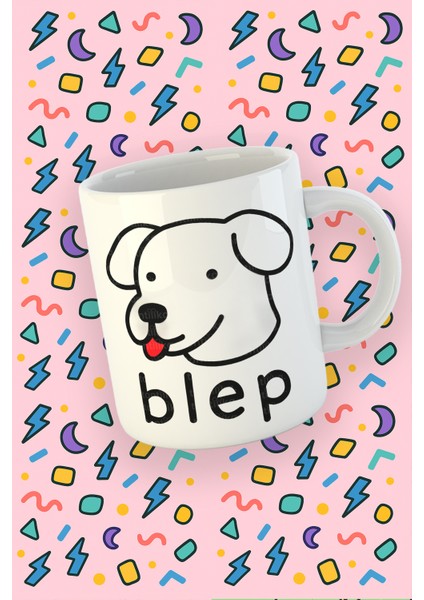 Blupiki Koleksiyonu Blep Köpek Çizimli Mizahi Kupa