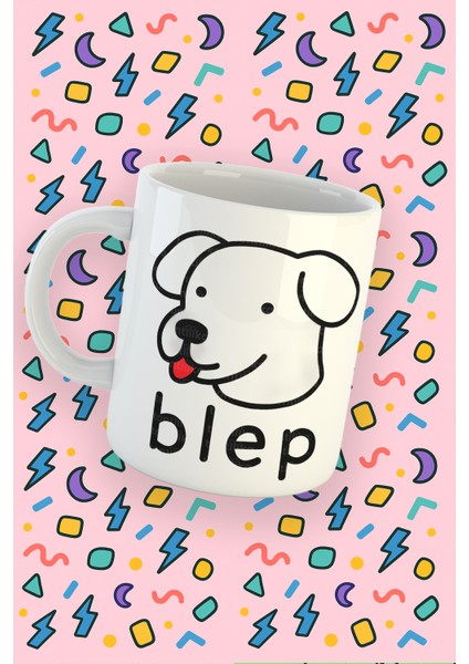 Blupiki Koleksiyonu Blep Köpek Çizimli Mizahi Kupa