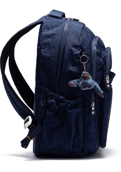 Çok Cepli Su Geçirmez Krınkıl Kumaş Günlük ve Okul Sırt Çantası MYP8610 Lacivert Düz fiyatları
