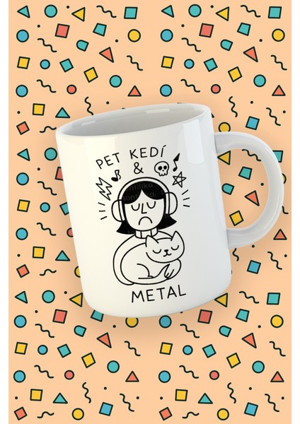 Pet Kedi ve Metal Temalı Eğlenceli Blupiki Kupa Tasarımı