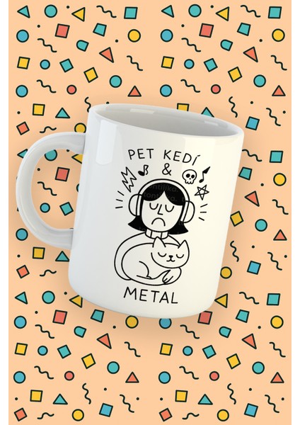 Pet Kedi ve Metal Temalı Eğlenceli Blupiki Kupa Tasarımı fiyatları