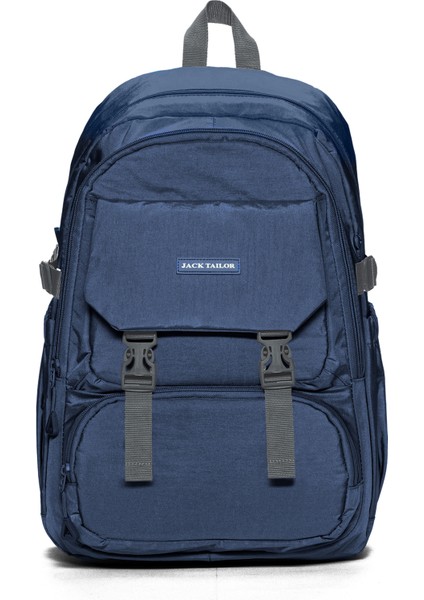 Tablet ve Laptop Bölmeli Çok Cepli Su Geçirmez Okul Çantası Lise ve Ortaokul JT60030 Lacivert