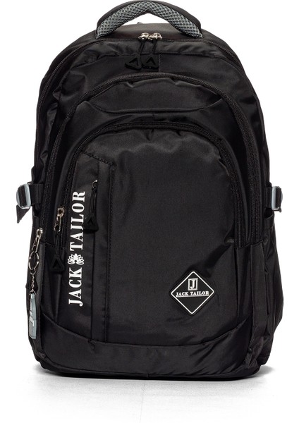 Tablet ve Laptop Bölmeli Çok Cepli Su Geçirmez Okul Çantası Lise ve Ortaokul JT60020 Siyah